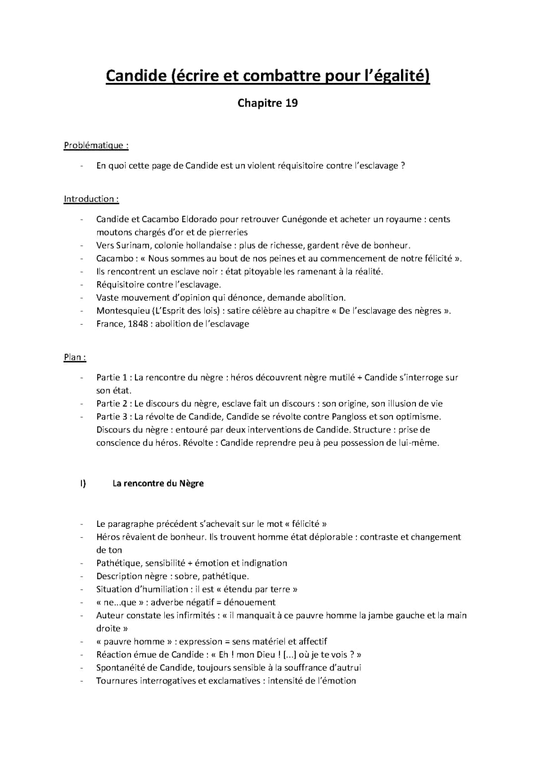 Analyse linéaire Candide Chapitre 19: Texte PDF et Problématique