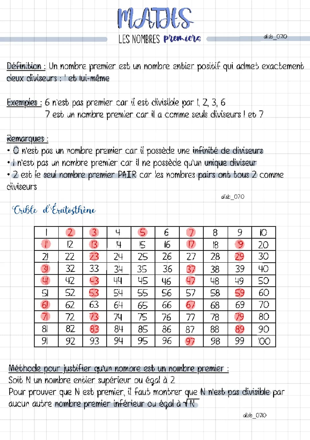Maths : Les nombres premiers 