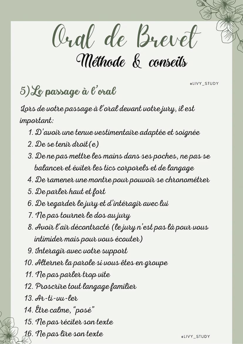 Oral de Brevet
Méthode et conseils
1)De quoi s'agit-il ?
@LIVY STUDY
Individuellement : d'une épreuve
orale de 5 min et d'un entretien
avec 