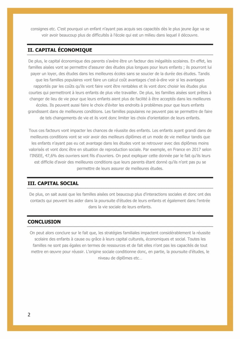 EN QUOI LES STRATÉGIES
FAMILIALES JOUENT-ELLES UN
RÖLE SUR LES INÉGALITÉS
SCOLAIRES ?
INTRODUCTION
Dans le système scolaire français, de nom