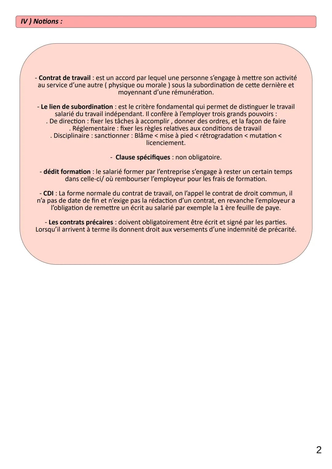 Thème 7
Chap 5
LIMAUX Oriane
1) Qu'est-ce qu'un contrat de travail ? :
Pouvoirs de
l'employeur :
- de direction
- réglementaire
- disciplina