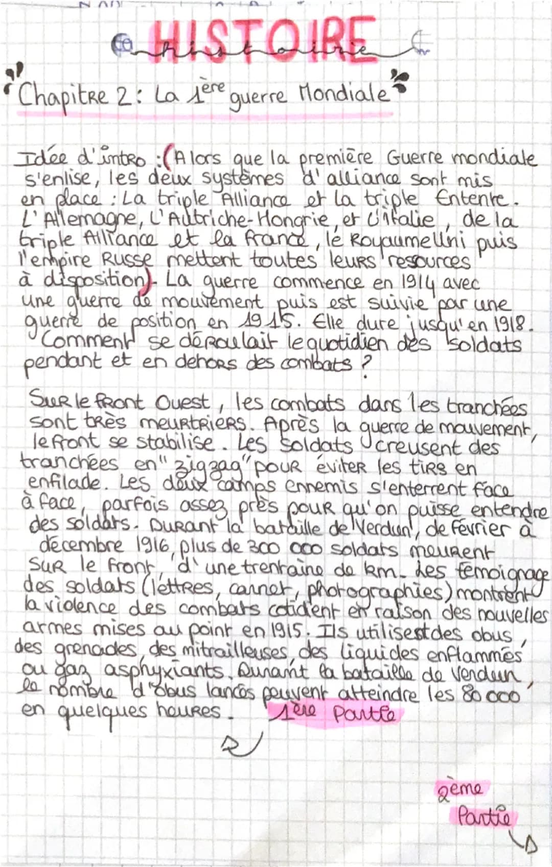 NAD
• HISTOIRE C
Chapitre 2: La 1ère guerre Mondiale
Idée d'intro : (Alors que la première Guerre mondiale
s'enlise, les deux systèmes d'all