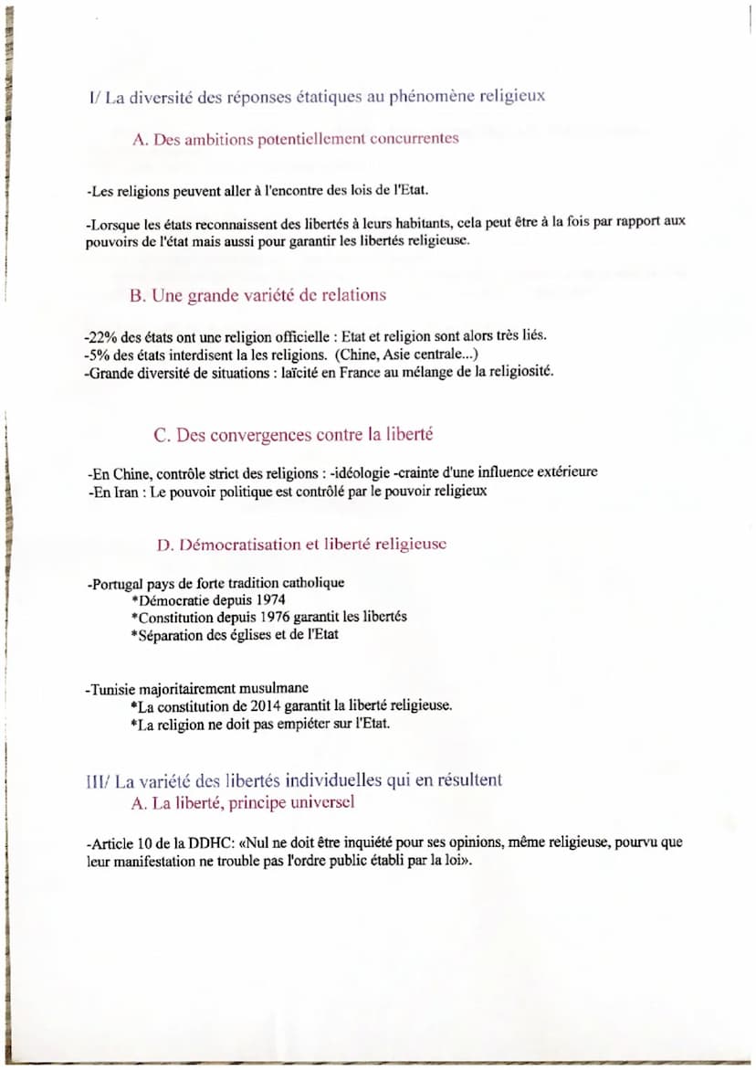 Etats et religion aujourd'hui
I/Un paysage religieux complexe
A. Des aires historiquement privilégiées
Christianisme : Europe, Amérique.
Isl