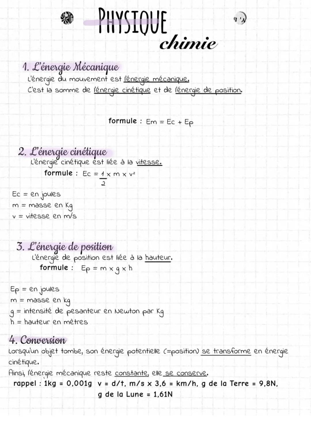 Énergie Mécanique 3ème: Formules et Exercices PDF