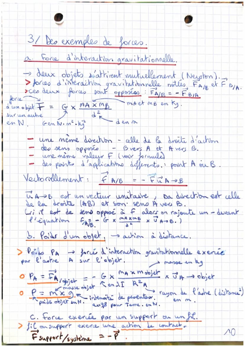 Physique
Chap 10: Modéliser une action mécanique sur
et chap 9 un système. & descriptions de mouvements
1/La modelisation d'une action the c
