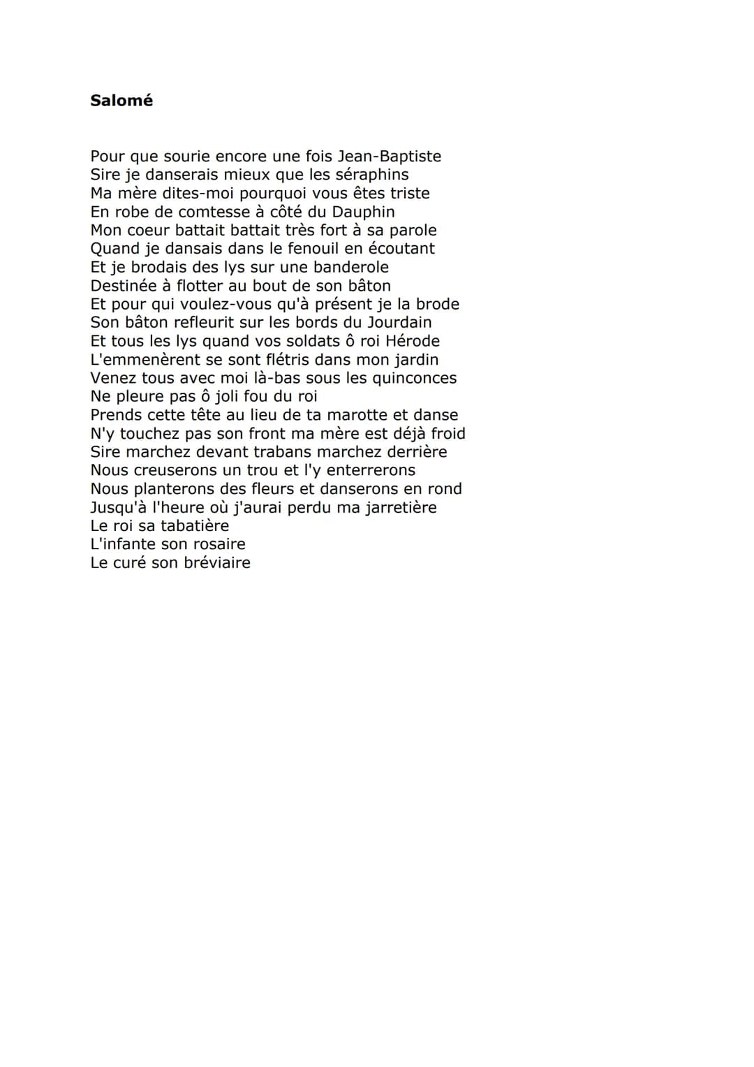 Apollinaire, Alcool, « Salomé »
Introduction:
Le mythe de Salomé est une source d'inspiration pour les peintres .En
effet Salomé représente 