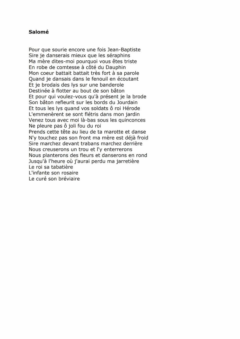 Apollinaire, Alcool, « Salomé »
Introduction:
Le mythe de Salomé est une source d'inspiration pour les peintres .En
effet Salomé représente 