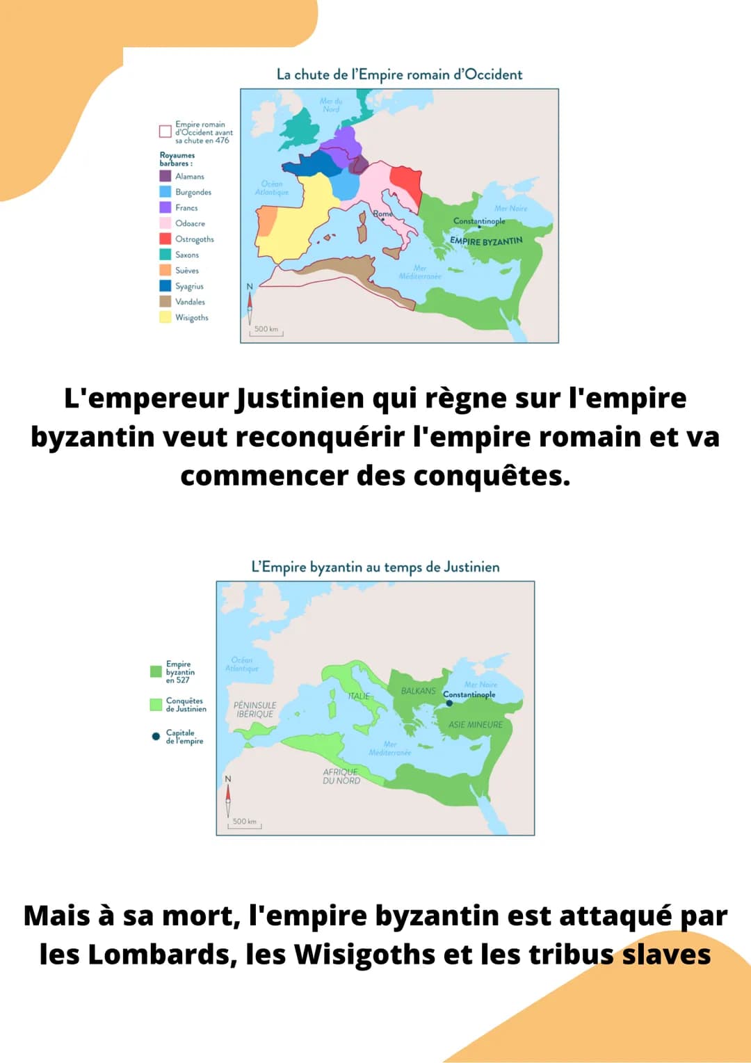 Lempire Byzantin
L'empire
Byzantin fait suite a l'Empire romain qui
disparait à la fin du Vème siècle.
En effet, à la fin du IVème siècle, l