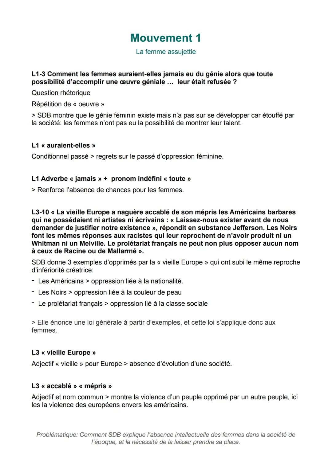 16: Le deuxième sexe
Simone de Beauvoir
Comment les femmes auraient-elles jamais eu du génie alors que toute possibilité
d'accomplir une œuv