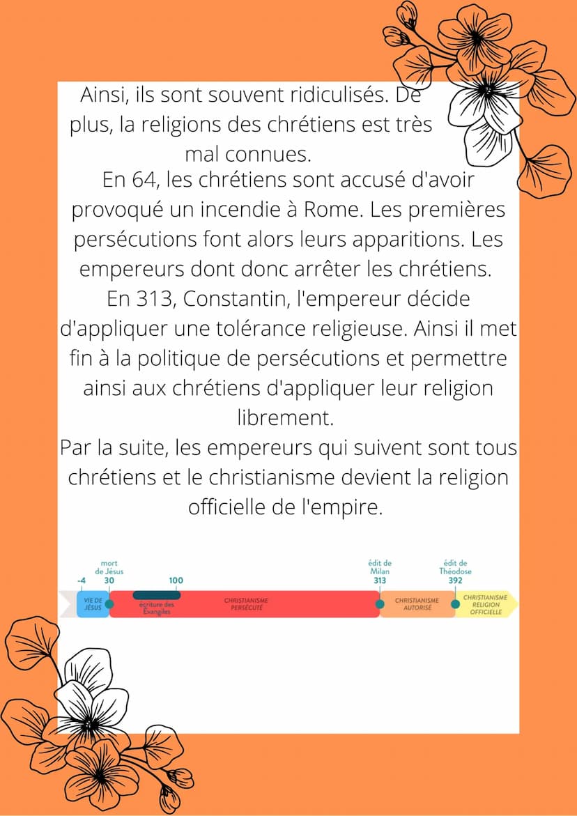 LES CHRÉTIENS ET LE
DANS
CHRISTIANISME
L'EMPIRE ROMAIN
Le Christianisme né en Palestine va peu à peu
se diffuser dans tout l'Empire romain.
