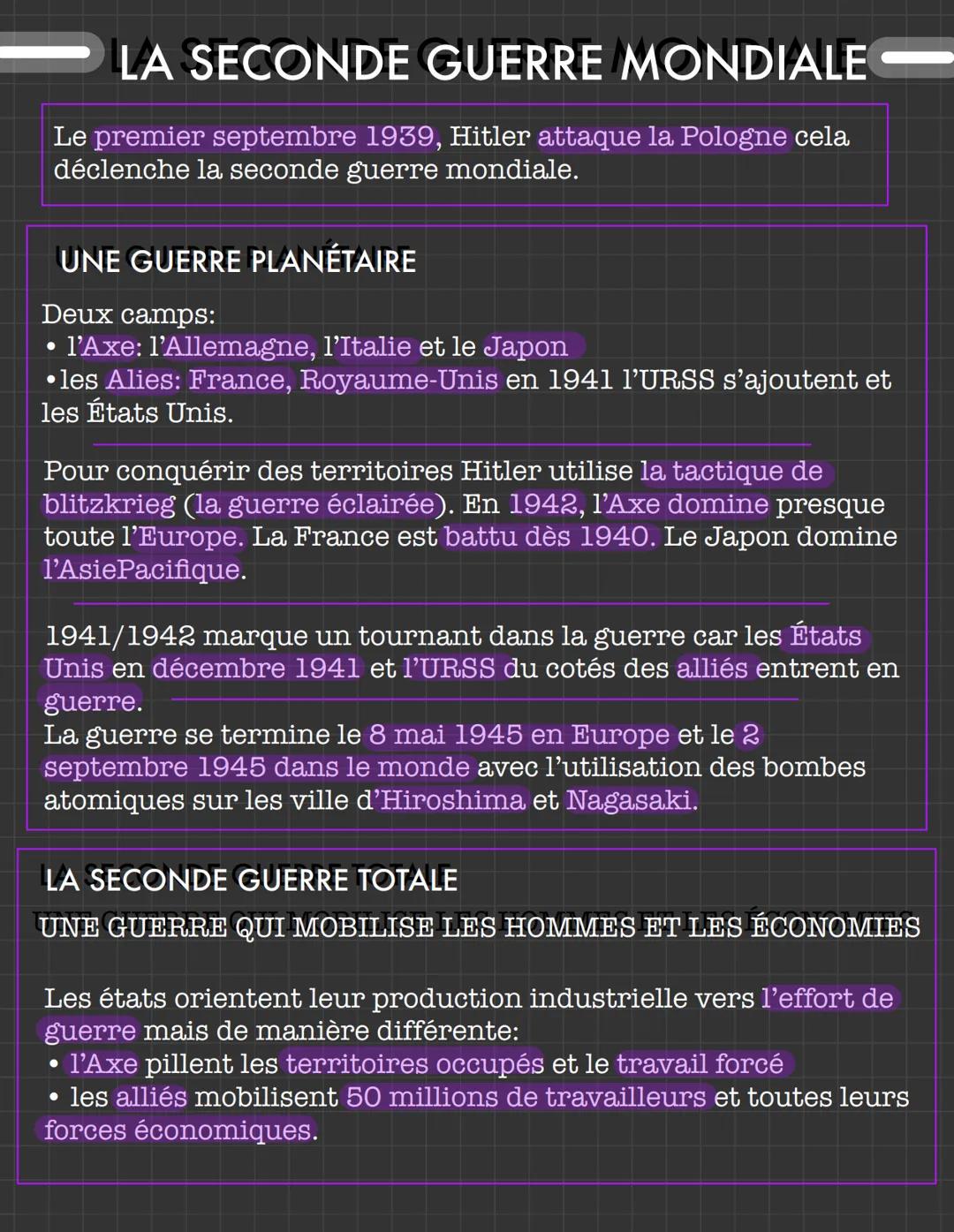 # LA SECONDE GUERRE MONDIALE

Le premier septembre 1939, Hitler attaque la Pologne cela
déclenche la seconde guerre mondiale.

## UNE GUERRE