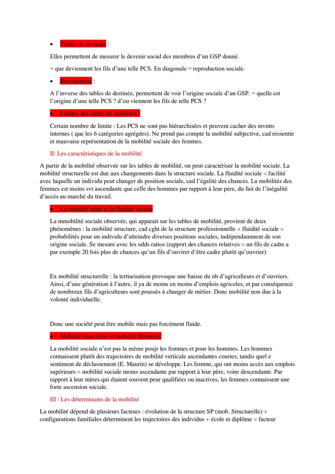 Les caractéristiques contemporaines et les facteurs de la mobilité sociale
Résumé : la mobilité sociale = phénomène de circulation des indiv