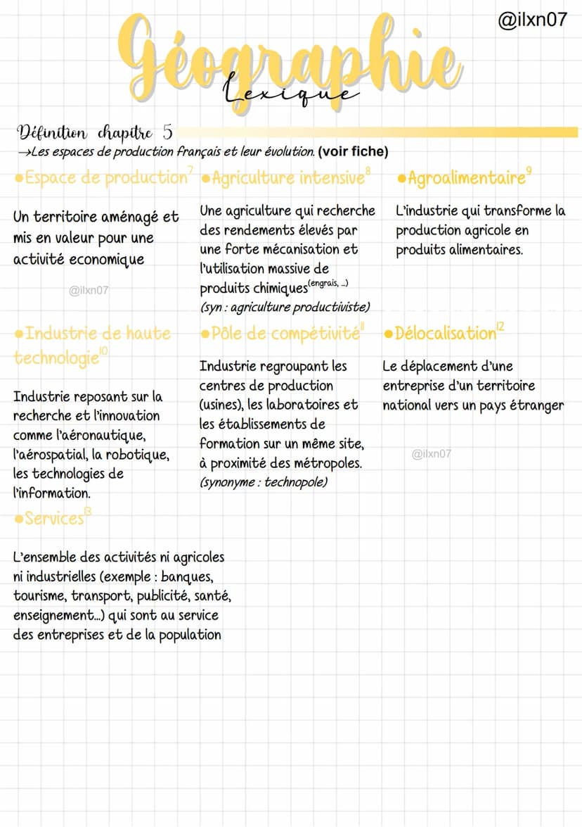 Geographie
Définition chapitre 2
→Les aires urbaines dans une France mondialisée. (voir fiche)
Periurbanisation
L'étalement des villes sur l
