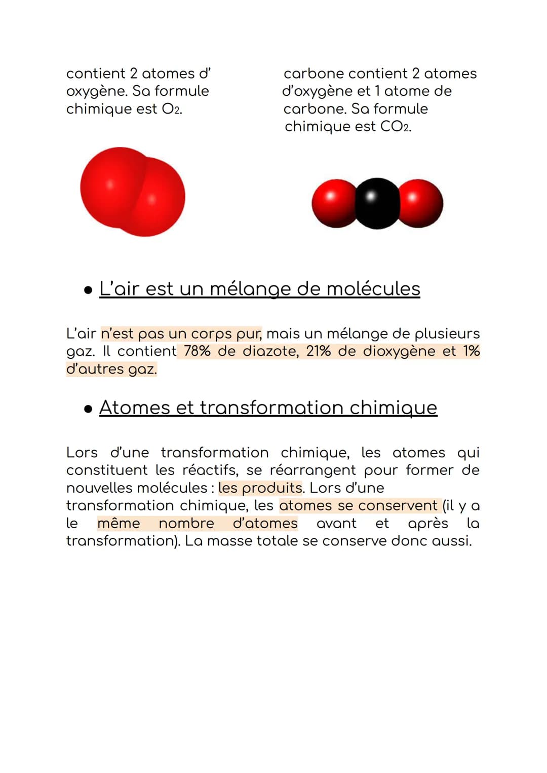 ATOMES ET MOLÉCULES
L'atome
La matière est constituée d'atomes. Un atome est
représenté par : - un symbole chimique
- une sphère colorée
Nom