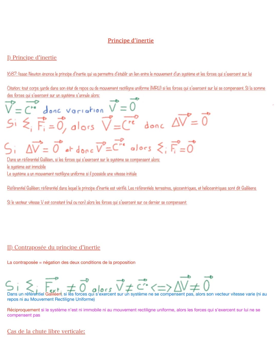 I) modélisation d'une action par une force
Force: modélisation d'une action mécanique par un objet sur un autre
Extérieur Système
Une action