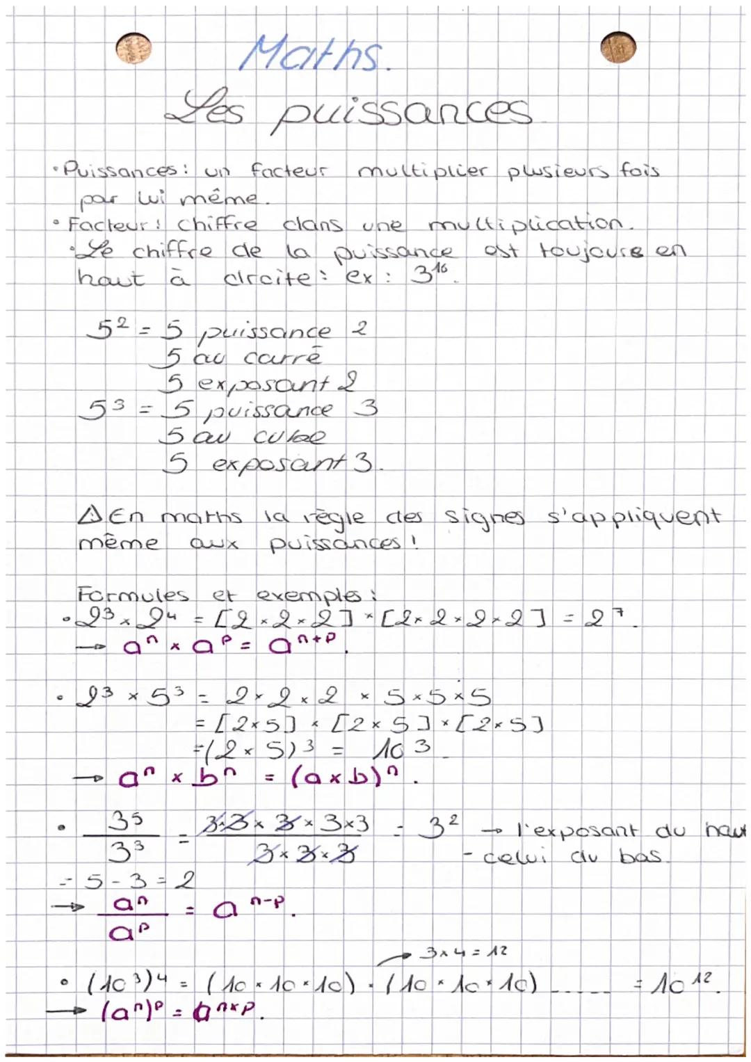 Maths.

Les puissances

•Puissances: un facteur multiplier plusieurs fois.
par wi même.
•Facteur Chiffre clans une multiplication
• Le chiff