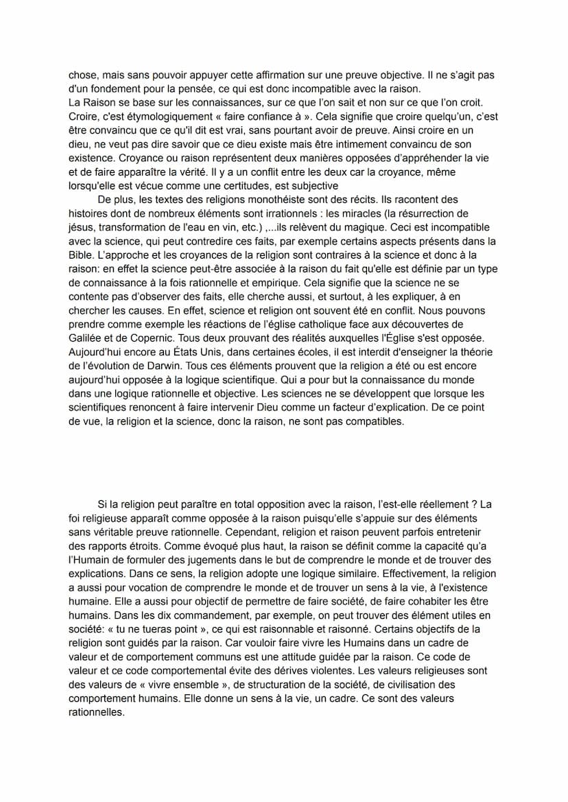 Sujet: La raison et la religion sont-elles incompatibles ?
L'incompatibilité signifie ce qui ne peut coexister ou être associé. Si la raison