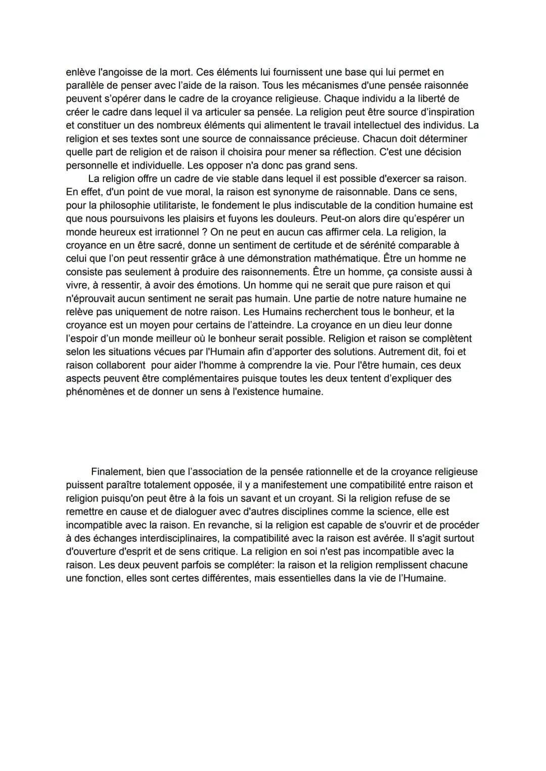Sujet: La raison et la religion sont-elles incompatibles ?
L'incompatibilité signifie ce qui ne peut coexister ou être associé. Si la raison