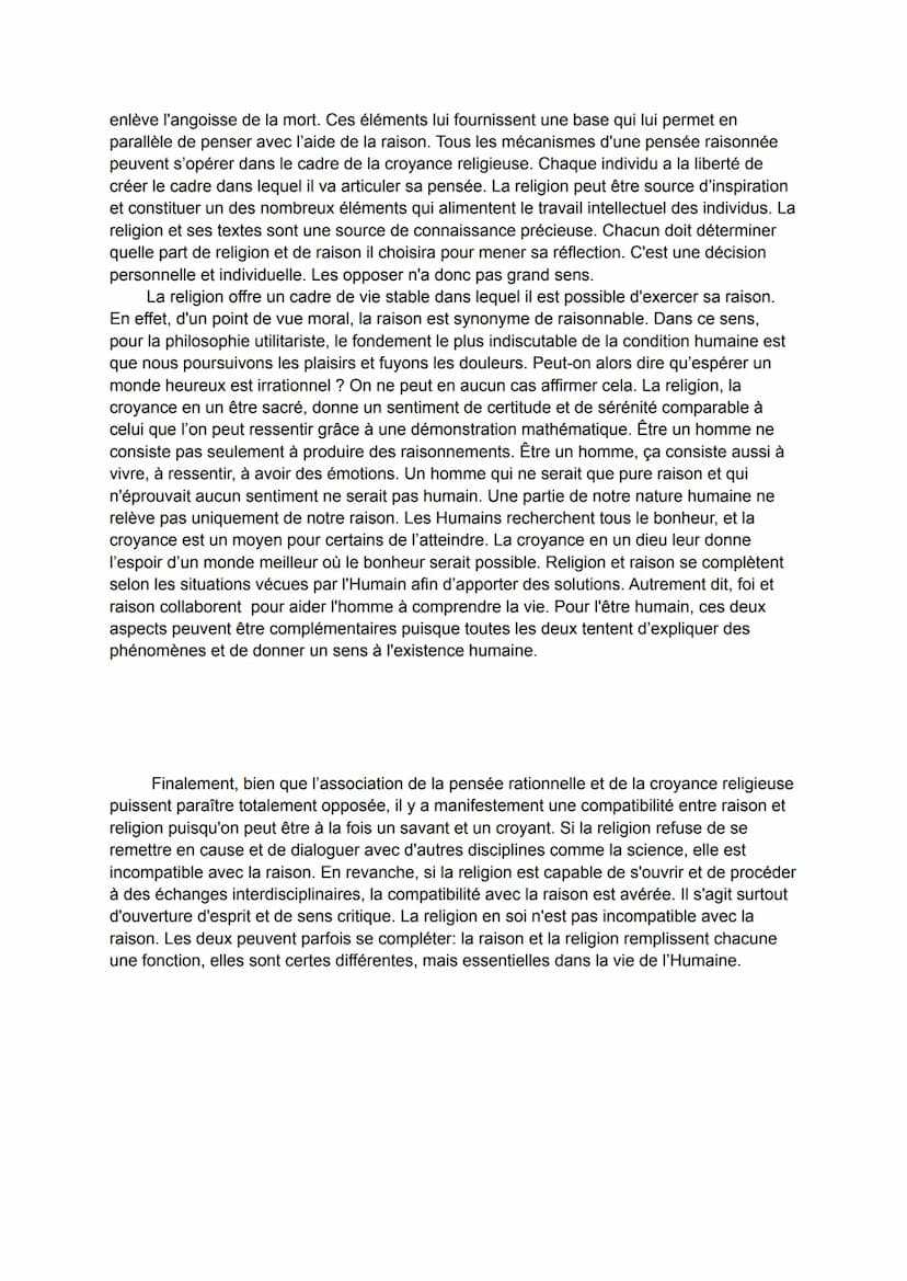 Sujet: La raison et la religion sont-elles incompatibles ?
L'incompatibilité signifie ce qui ne peut coexister ou être associé. Si la raison