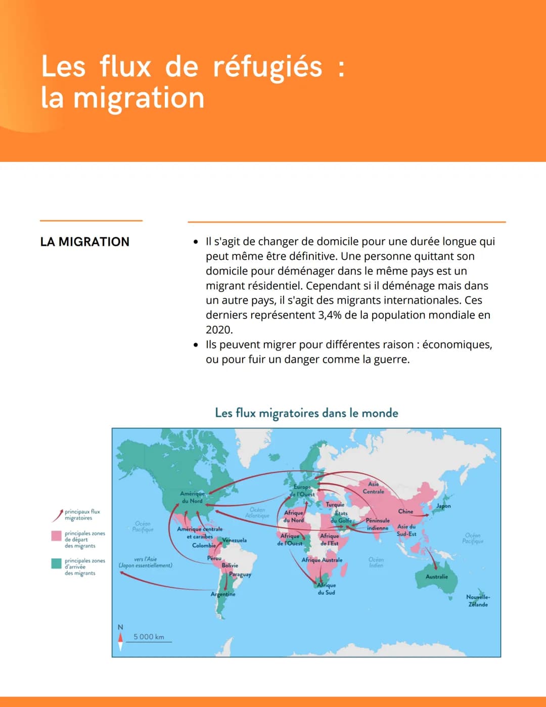 Les flux de réfugiés :
la migration
LA MIGRATION
principaux flux
migratoires
principales zones
de départ
des migrants
principales zones
d'ar