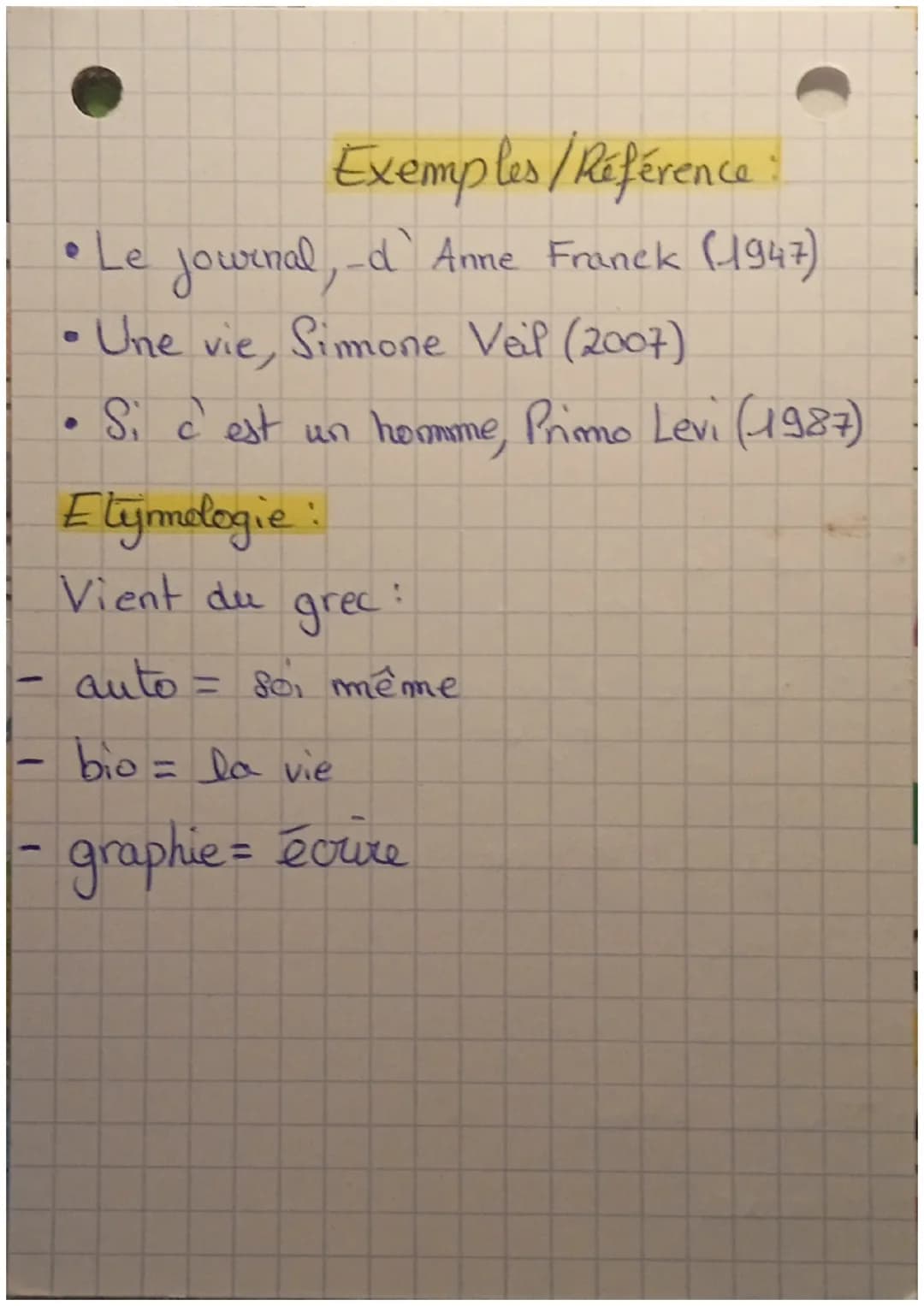 4 Français
L'autobiographie
def: genre littéraire dans le quel I'`aut-
-eur et le narrateur est aussi le person-
nage principal, se raconte,