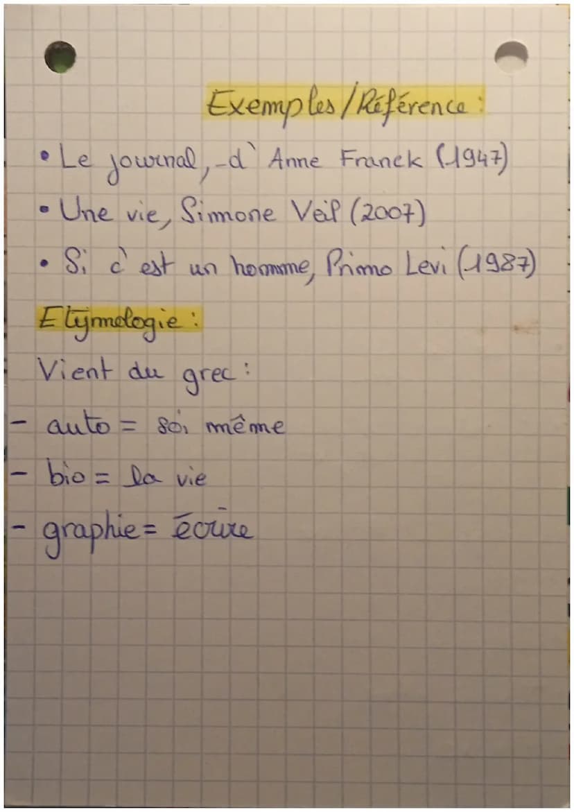 4 Français
L'autobiographie
def: genre littéraire dans le quel I'`aut-
-eur et le narrateur est aussi le person-
nage principal, se raconte,
