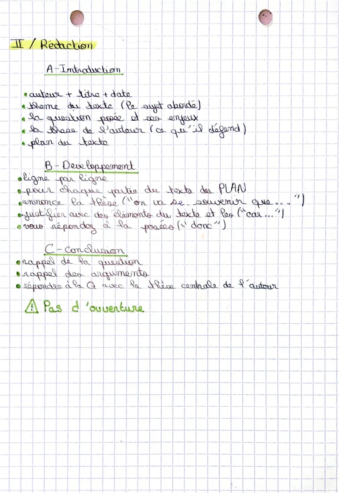 Des
I/ Brouillon.
electure "A VIDE
•Analyser la question dosée :
-Repérer les termes
-Deferir les enjeux
na interpreto
Relire le texte pour 