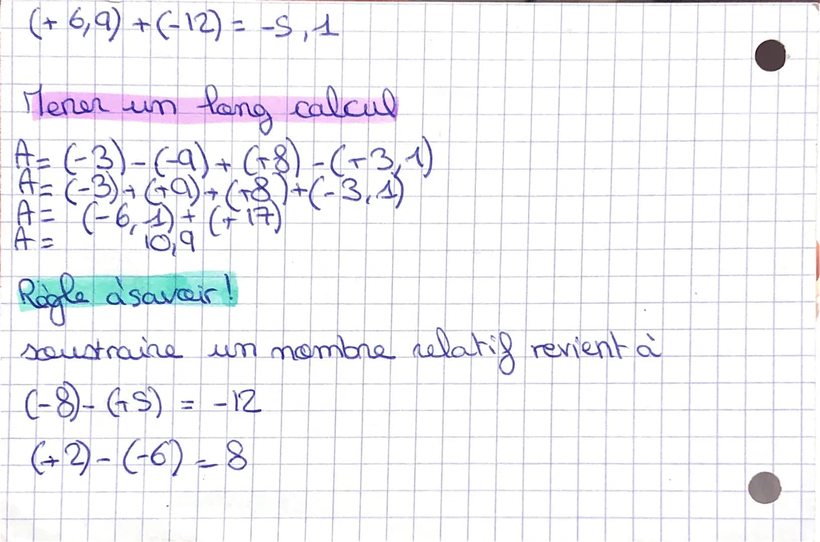 Somme et différence de nombres relatifs
Nombres de même signe
(-s)+(-3)=-8
(+3₁6) + (+8)= 14₁6
Simplification d'écritures.
(-7)+(+3) = 7+3
(