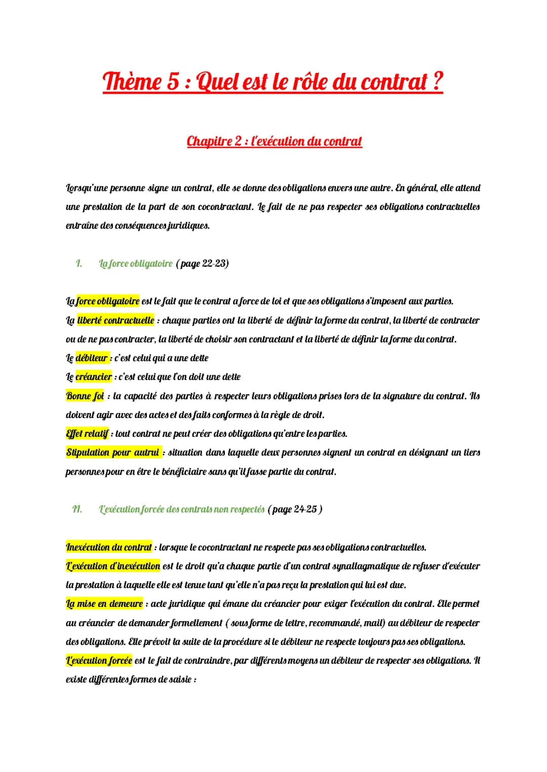 Type de Contrat Droit STMG - L'Exécution du Contrat et Ses Clauses