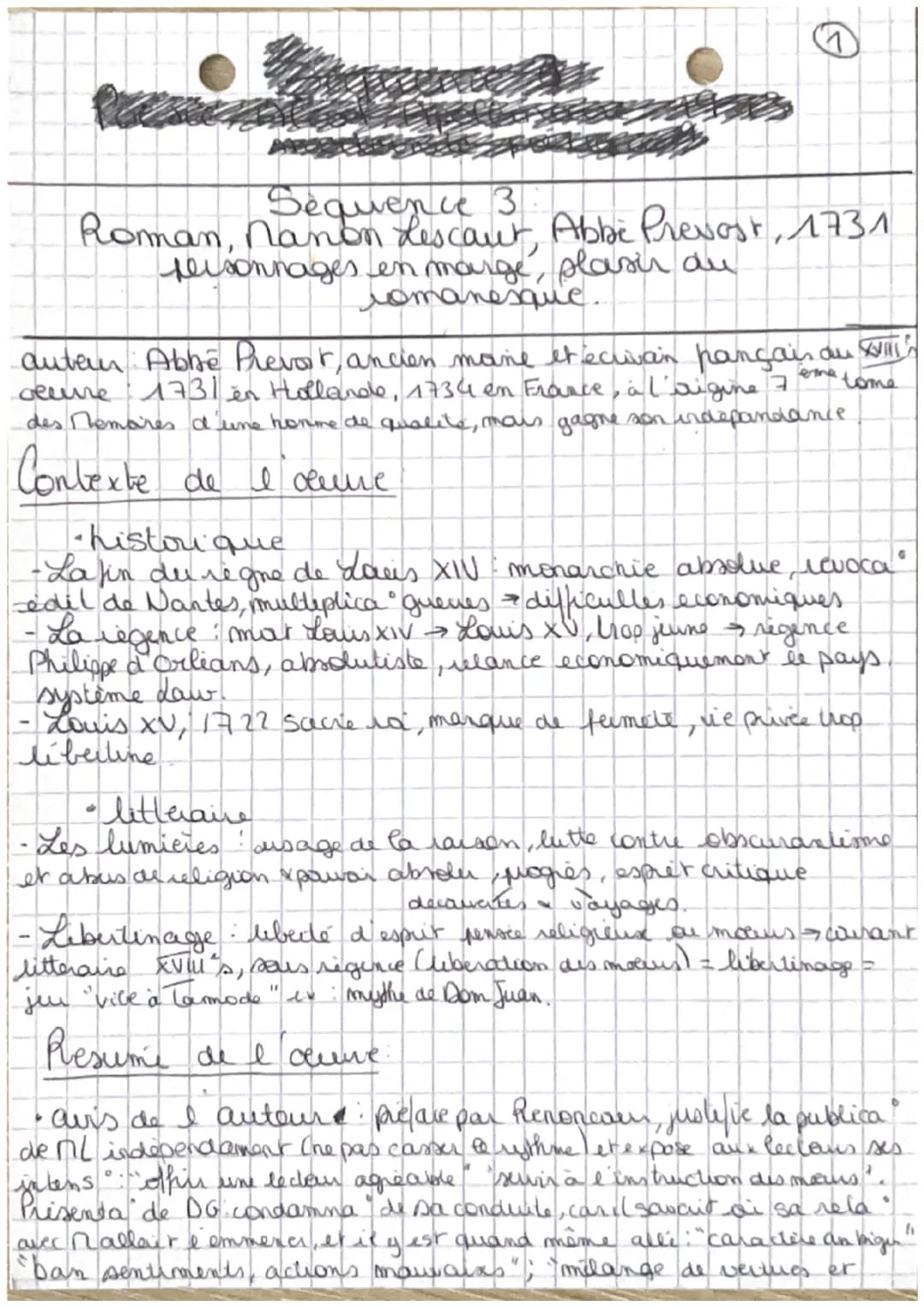 Sequence 3
Roman, Nanon Lescaut, Abbe Prevost, 1731
personnages en marge, plasir du
romanesque..
auteur: Abbé Prevor, ancien maine et écriva