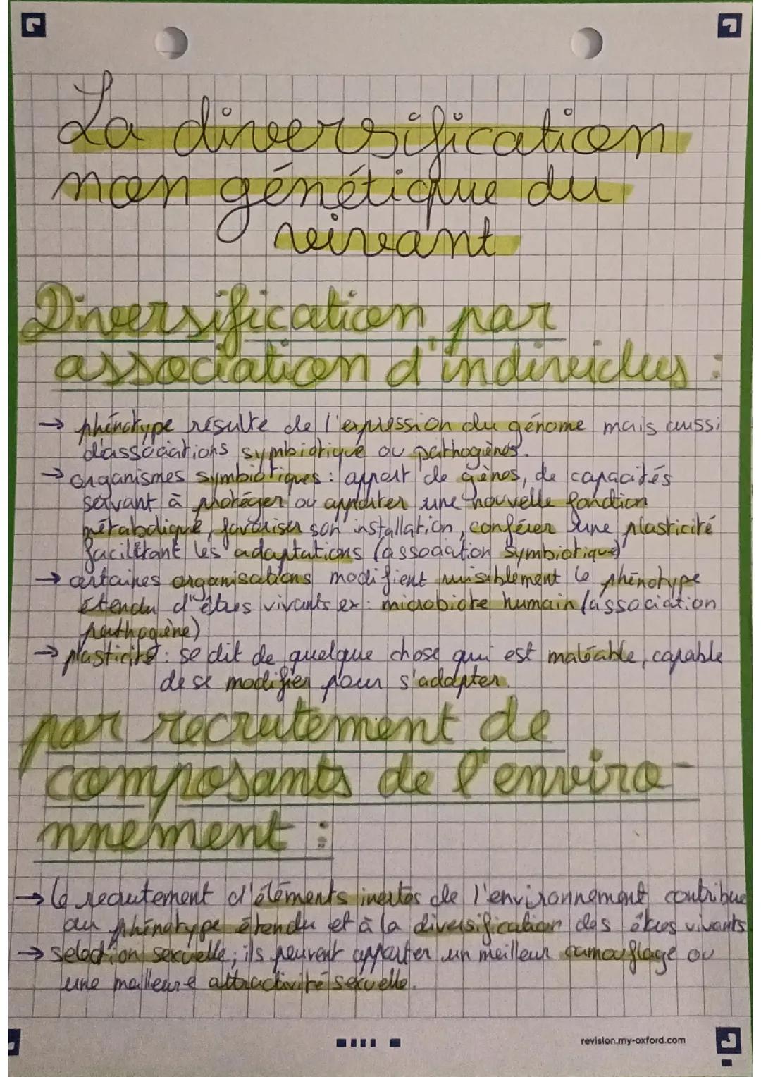 La diversification non génétique du vivant.