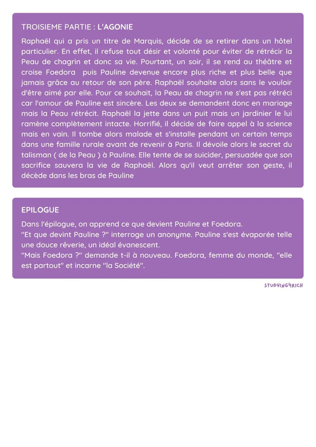 LA PEAU DE CHAGRIN
RESUME
La peau de chagrin est un roman fantastique de Balzac publié en 1831. C'est
une pièce clé de la Comédie Humaine, r