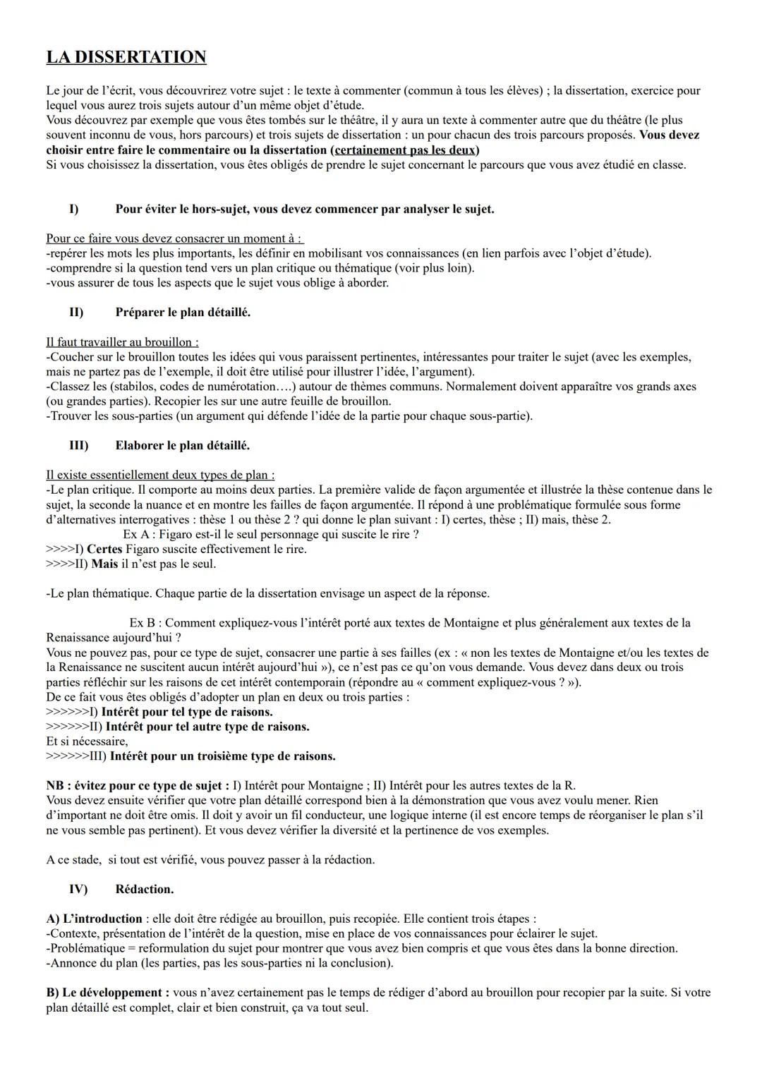 méthodologie dissertation Français 