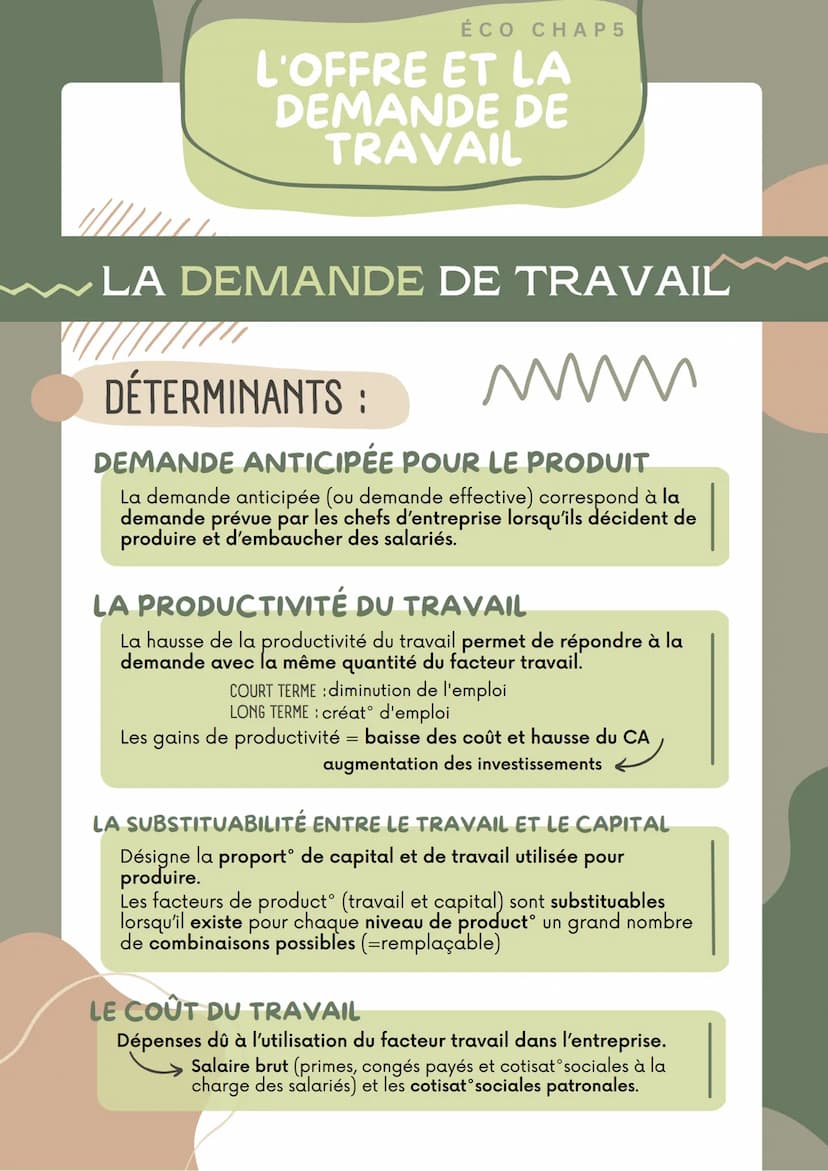 ÉCO CHAP 5
L'OFFRE ET LA
DEMANDE DE
TRAVAIL
LE MARCHÉ DU TRAVAIL
LE MARCHÉ DU TRAVAIL
DÉFINITION
Marché mettant en relation ceux qui offrent