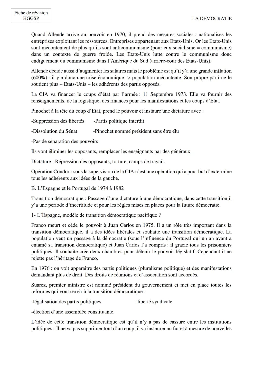 Fiche de révision
HGGSP
LA DEMOCRATIE
Introduction : La démocratie, les démocraties : quelles caractéristiques
aujourd'hui ?
Démocratie : Dé