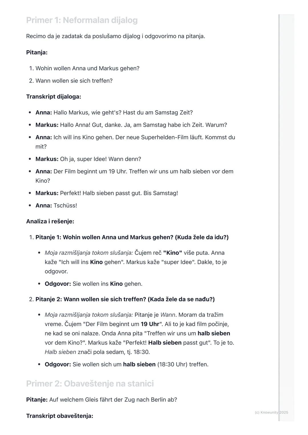 # Slušanje dijaloga i obaveštenja

Uvod u veštinu slušanja

Ovo se odnosi na razumevanje onoga što čujemo na nemačkom. Nije dovoljno
samo zn