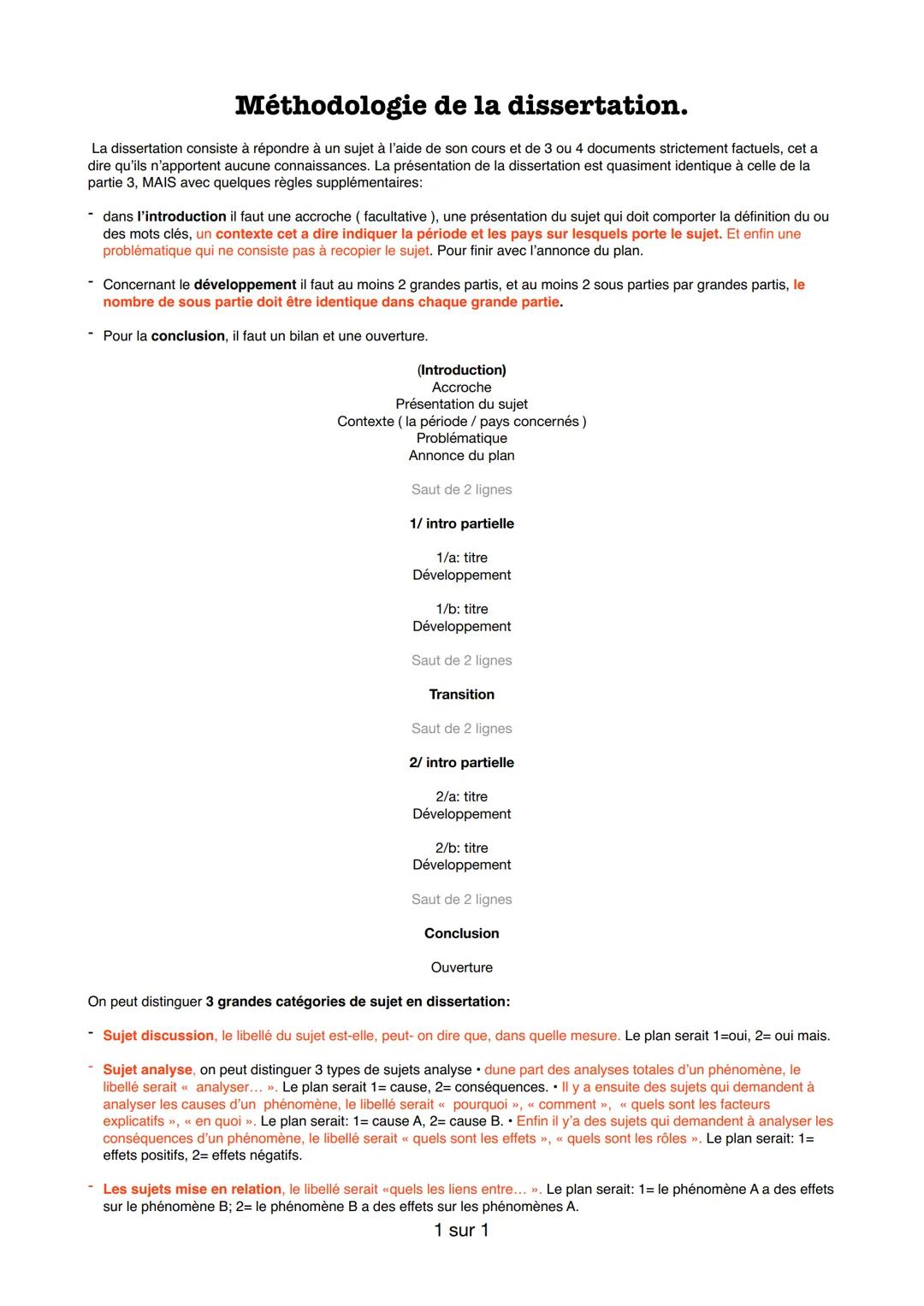 # Méthodologie de la dissertation.

La dissertation consiste à répondre à un sujet à l'aide de son cours et de 3 ou 4 documents strictement 