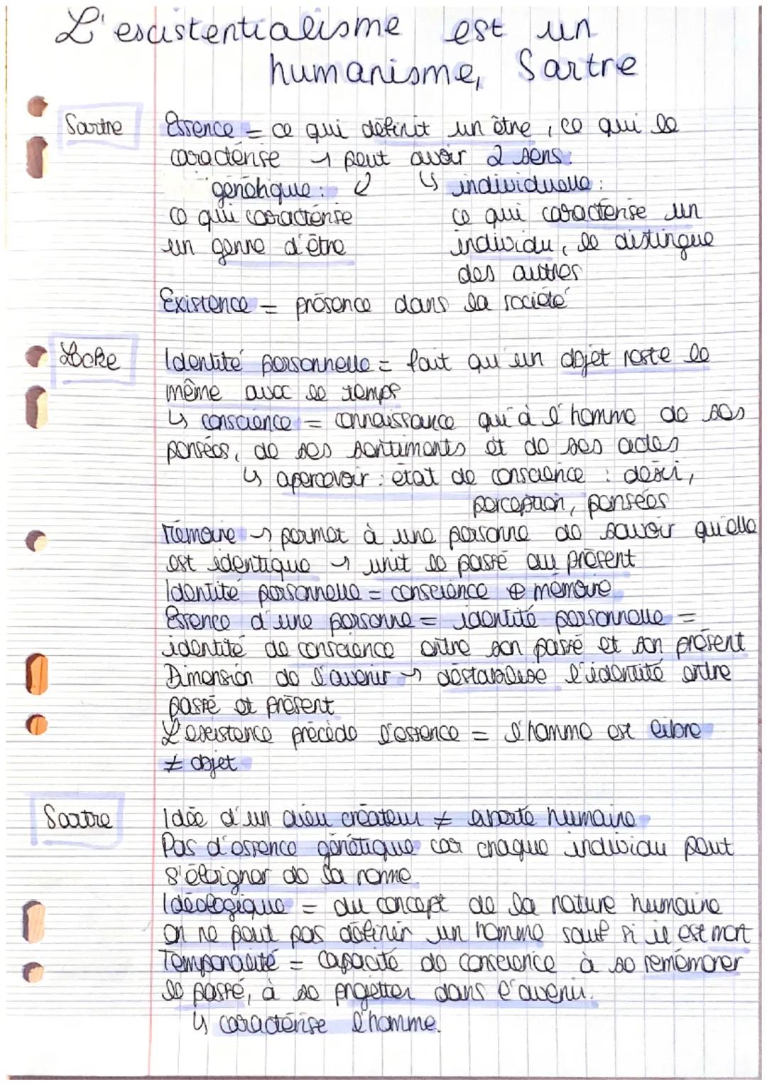 # L'esistentialisme est un
humanisme, Sartre

Sautre

Essence ce qui definit un être, ce qui le
caratense
I peut avoir 2 sens.

genetique:
c