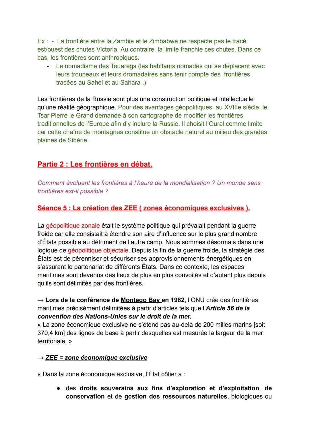 FICHE DE RÉVISION
SPÉ HISTOIRE GÉO-POLITIQUE :
Séquence 3:
Étudier les divisions politiques du monde : les frontières.
Partie 1: Tracer des 