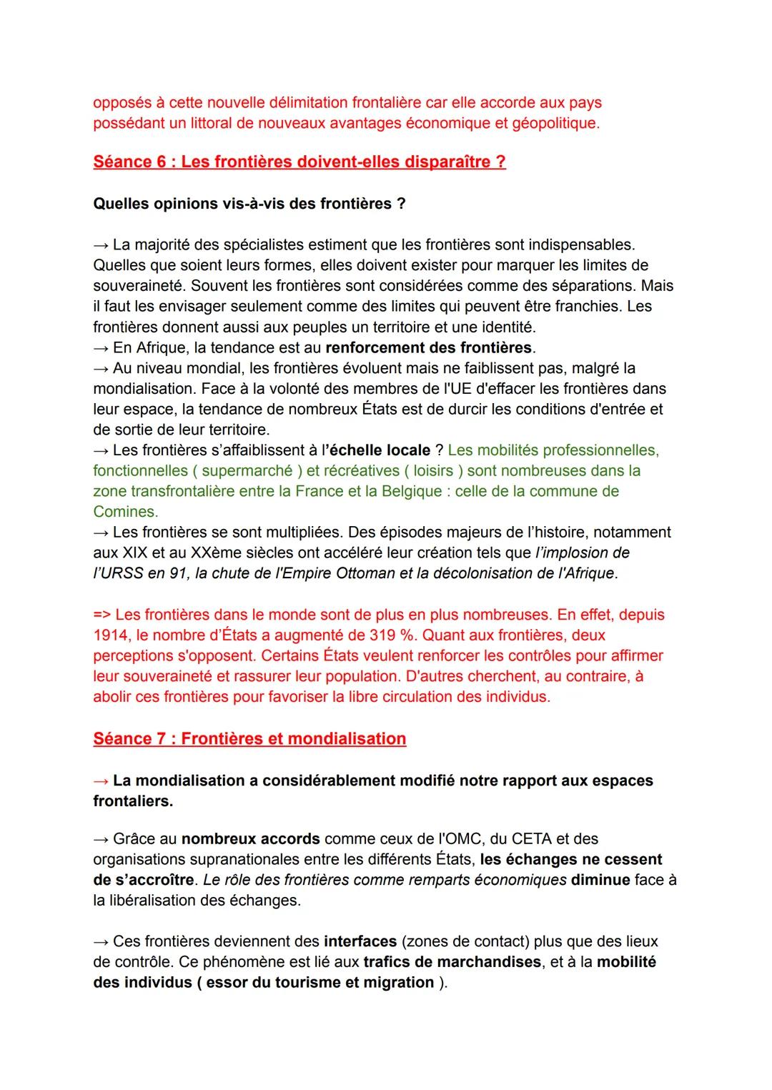 FICHE DE RÉVISION
SPÉ HISTOIRE GÉO-POLITIQUE :
Séquence 3:
Étudier les divisions politiques du monde : les frontières.
Partie 1: Tracer des 