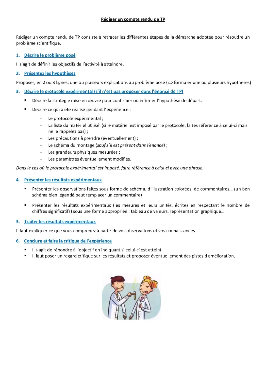 Exemples de rapports de TP en physique-chimie