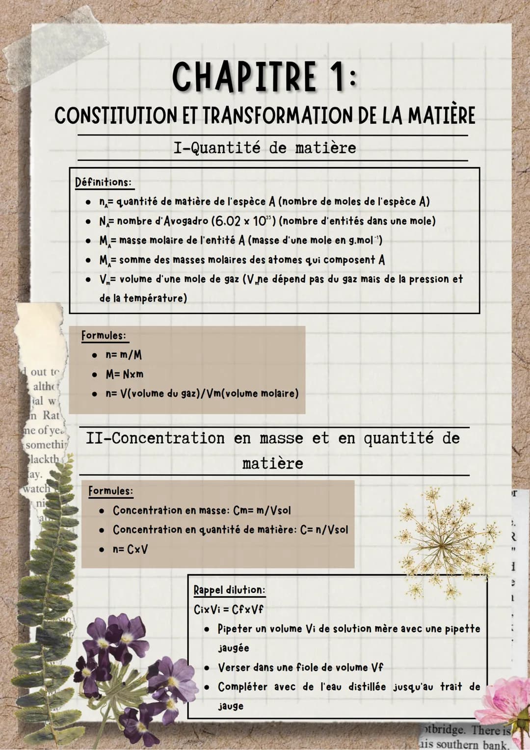 CHAPITRE 1:
CONSTITUTION ET TRANSFORMATION DE LA MATIÈRE
I-Quantité de matière
out to
altho
ial w
n Rat
me of yea
somethi
Slackth
ay.
watch
