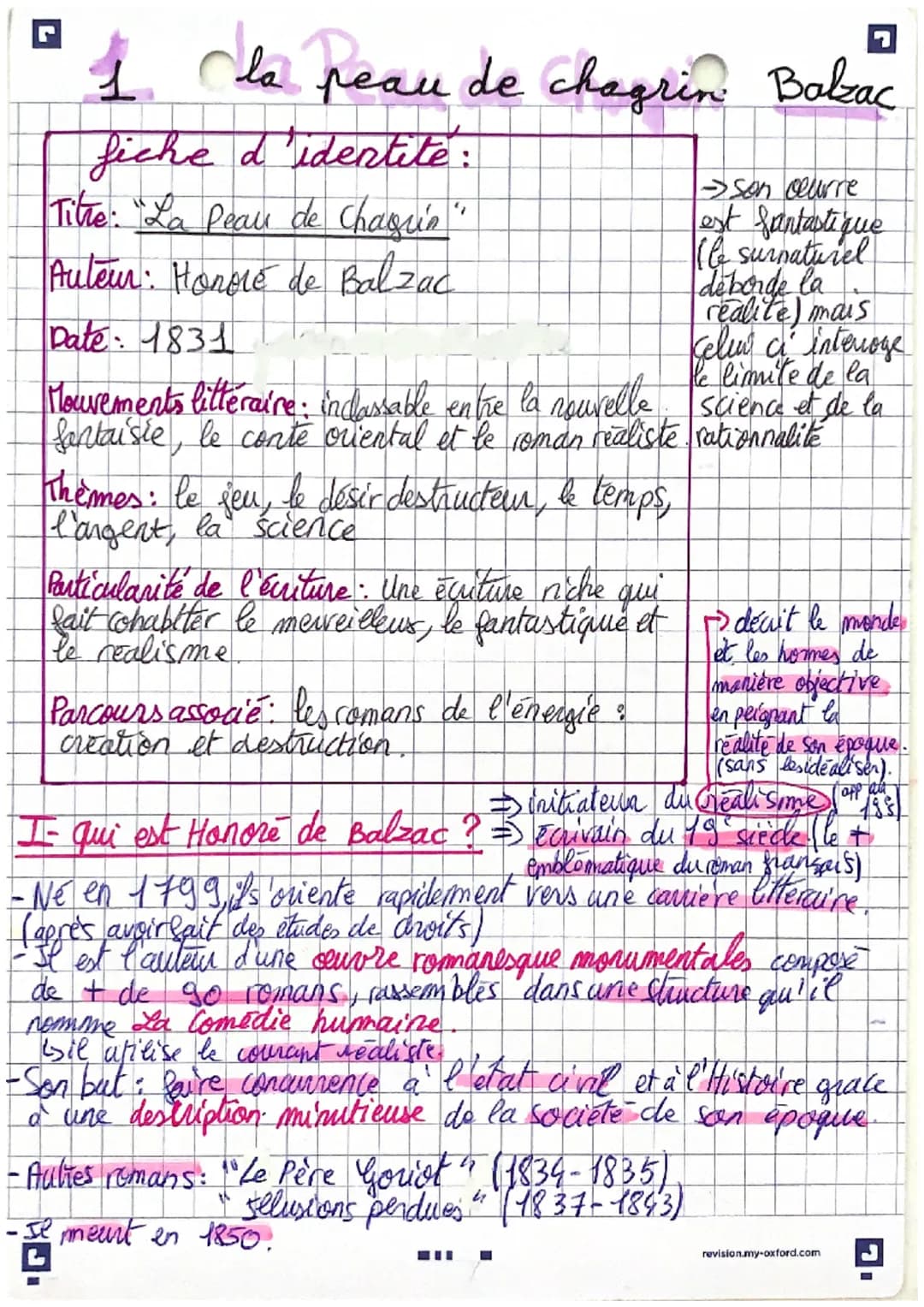 G
dla peau de chagrin Balzac
Вавас
1. Ca
fiche d'identité :
Title: "La Peau de Chassin"
Auteur: Hondé de Balzac
Date: 1831
Mouvements littér