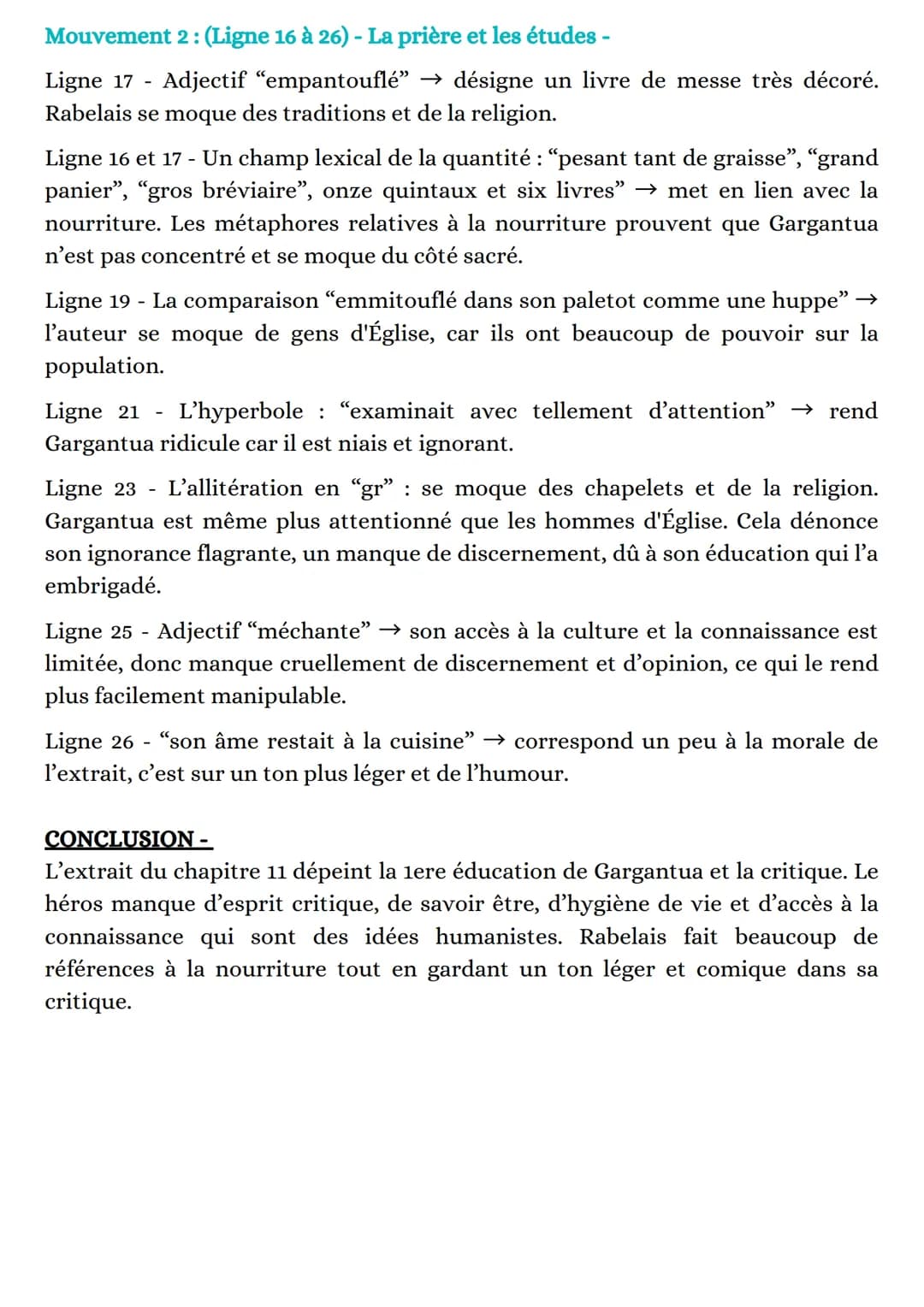 Lecture linéaire: L'éducation de Gargantua
selon les précepteurs sophistes
INTRODUCTION -
Nous allons étudier un extrait de l'œuvre Gargantu