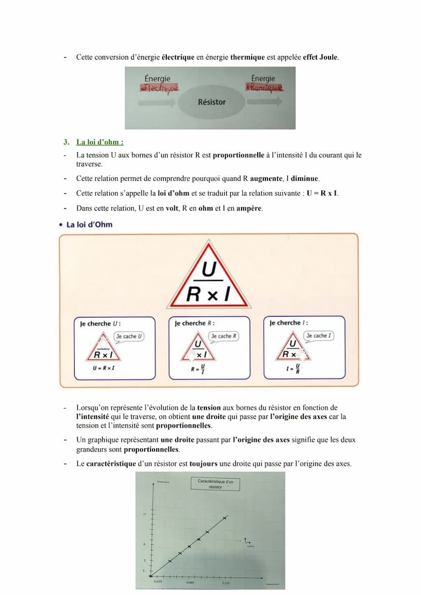 I.
Notions de résistance électrique :
Fiche de Révision - PHYSIQUE-CHIMIE
Chapitre 5: La résistance électrique.
1. Définition:
Le résistor e