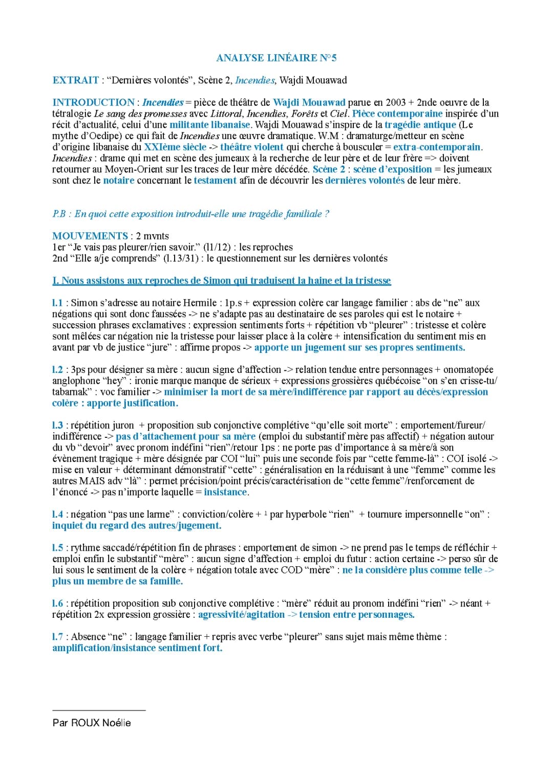 Analyse linéaire Incendies dernières volontés - Scène 2 de Wajdi Mouawad