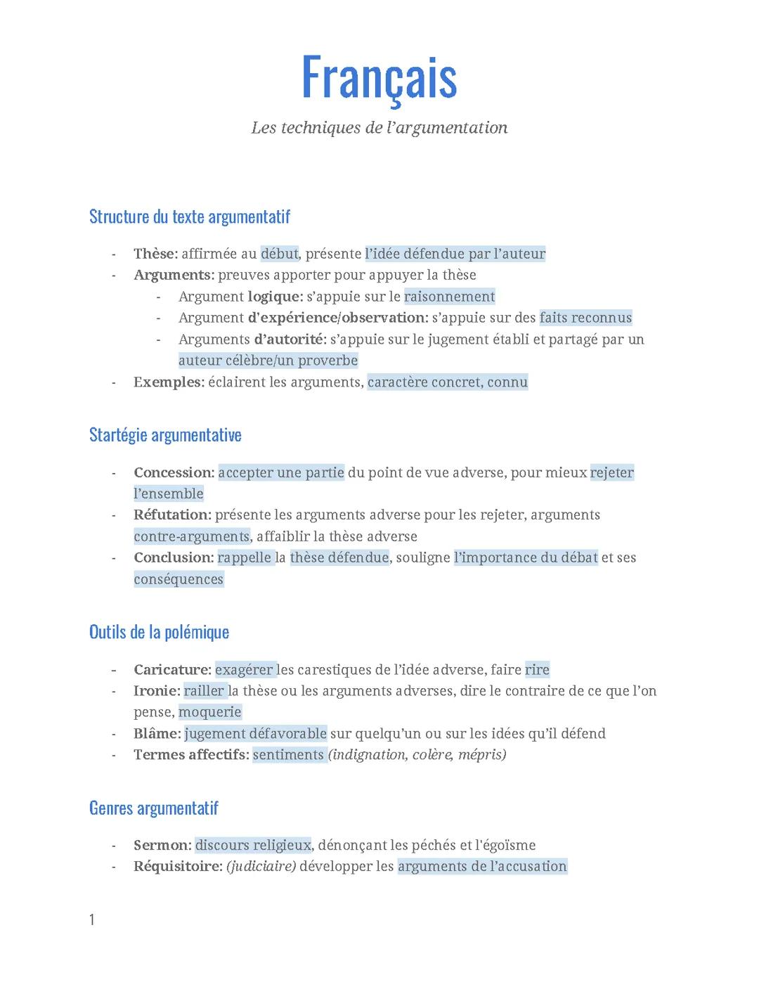Les techniques de l’argumentation 