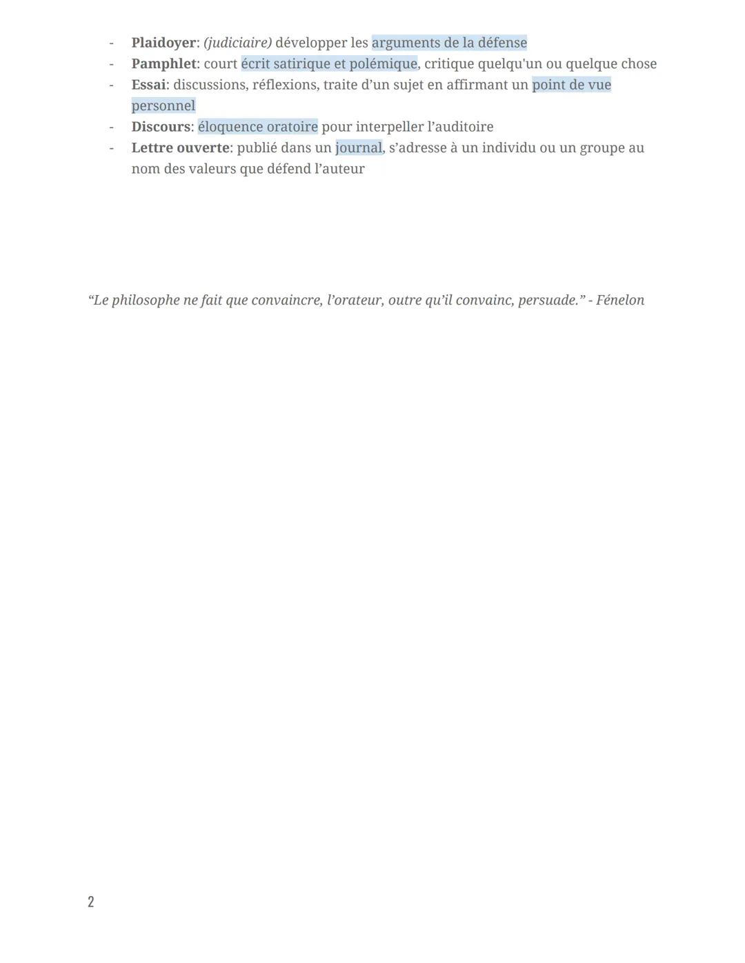 Structure du texte argumentatif
Français
Les techniques de l'argumentation
Thèse: affirmée au début, présente l'idée défendue par l'auteur
A