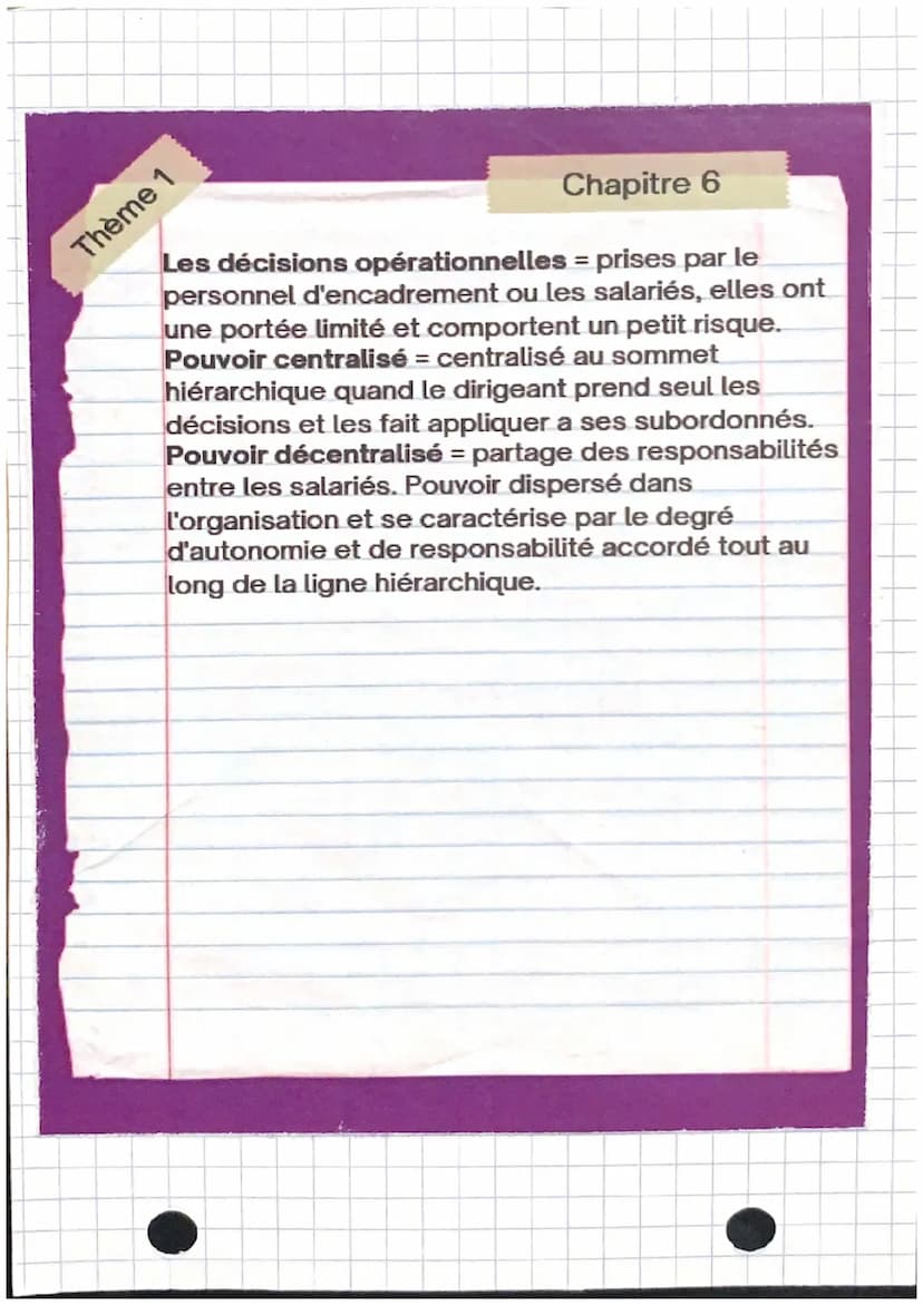 Thème 1
Chapitre 6
L'environnement influence l'organisation
du travail
Flexibilité = fondé sur sa souplesse dans le travail,
dans sa structu