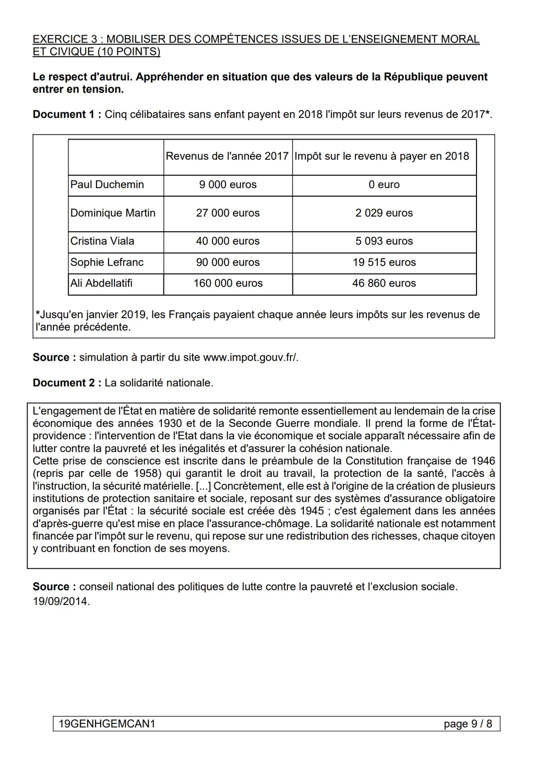 DIPLÔME NATIONAL DU BREVET
SESSION 2019
CORRECTION
HISTOIRE-GÉOGRAPHIE
ENSEIGNEMENT MORAL ET CIVIQUE
Série générale
Durée de l'épreuve : 2 h